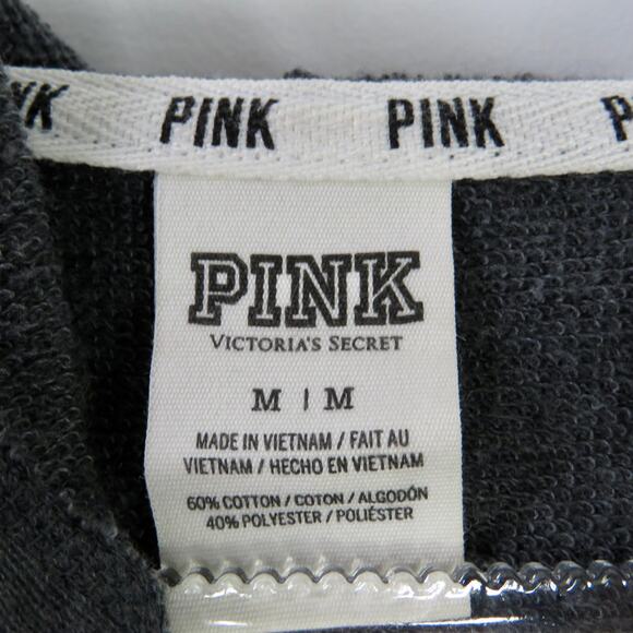 VS PINK Gray Pullover Hoodie Sweatshirt Mint Green Graphic Detail Medium - Picture 5 of 7